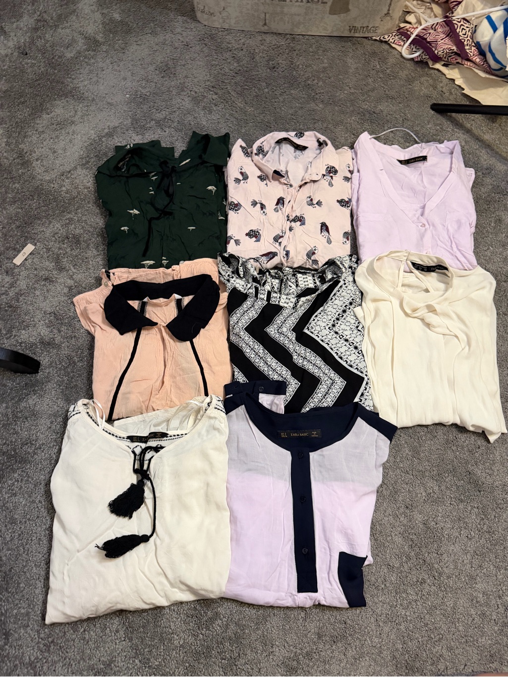 Zara Mixed Women Tops Bundle - Pastel Pink, Cream, Green, Black & White, Cream
